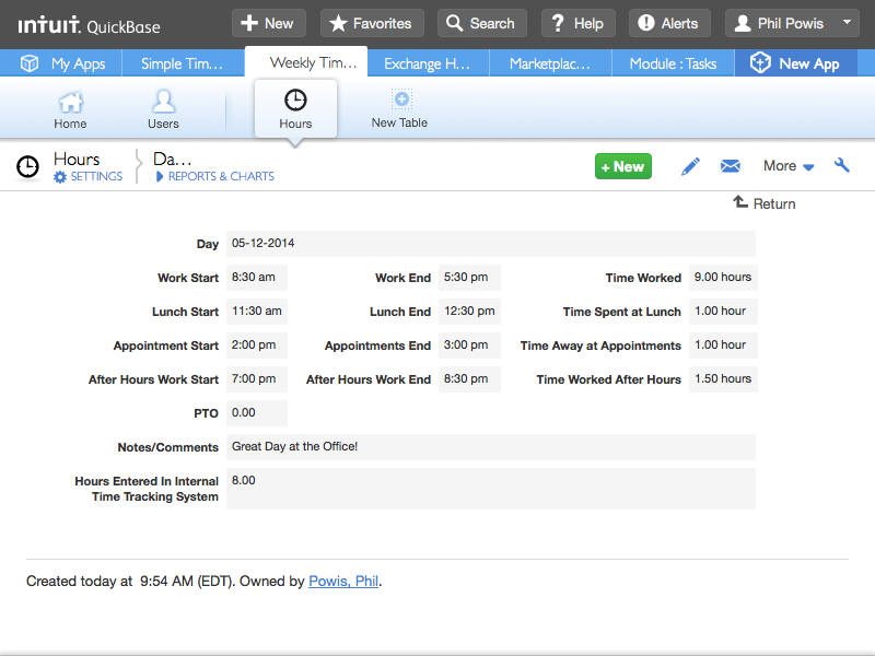 personal timesheet