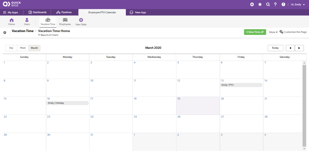 Pto Tracking Template from qbexchange.quickbase.com